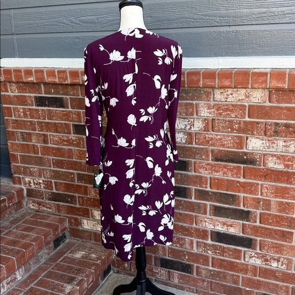 Lauren Ralph Lauren Purple Floral Faux Wrap Midi Dress 12 NWT Wedding Guest - Picture 5 of 7